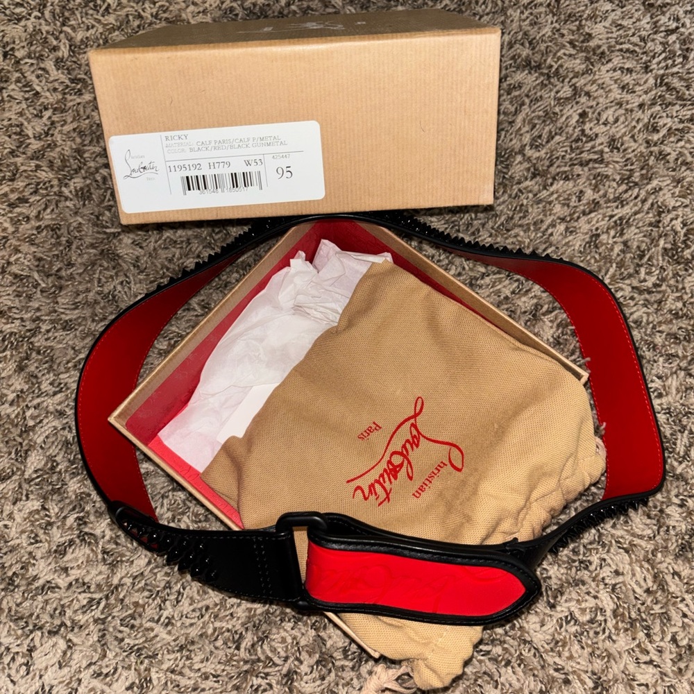 Christian Louboutin Black and Red Leather Belt